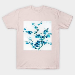 Blue Flowers with White Background T-Shirt